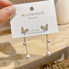 Classic Elegant Imitation Double Pearl Dangle Earrings For Women Crystal Long Tassel Drop Earring Wedding Jewelry Gifts - Image 7
