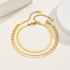 Anklet Set Layered for Women Gold Plated Stainless Steel Flat Snake Chain Round Disk Jewelry - Image 3