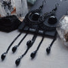 Gothic Black Agate Moon Variant Hollow Out Pattern Crescent Moon Tassel Pendant Dangle Earrings for Women Men Charm Jewelry Gift - Image 5