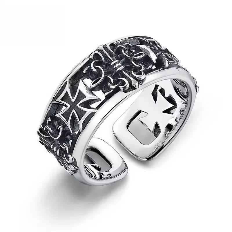 1Pcs Rings Cross Figure Hombres Jewelry Vintage Y2k Anel Punk Gothic Couple Ring Adjustable Nuevo En Anill - Image 1