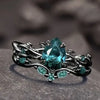Black Color Inlaid with Green Stone Rings Set Round Flower Party Engagement Wedding Rings for Women Jewelry - Image 2