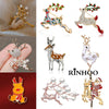 Rinhoo Xmas Enamel Zircon Elk Deer Brooch Pins For Women Men Christmas Animal Year Gift Jewelry - Image 1