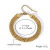 Woven Link Stainless Steel Bracelet with Gold Tone Finish - Image 33