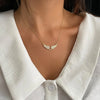 Angel Wing Pendant Necklace with Clear Stone Accents - Image 1