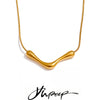 Minimalist Stainless Steel Pendant Necklace Gold Pvd Plated Metal Individualistic Collar Jewelry - Image 1