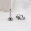 Titanium 16G Marquise CZ Screw Flat Back Vertical Helix Piercing Cartilage Stud Earring - Image 5