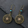 Ethnic Vintage Bohemia Big Ear Hook Drop Earrings For Women Geometric Leaf Wing Flower Hollow Round Boho Earings Antique Jewelry - Image 3