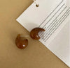 Retro Simple Amber Brown Stereo Geometry Comma Resin Dark Fringe Stud Earrings for Women Korean Charm Jewelry Accessories Gifts - Image 8