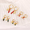 Stone Hoop Earrings for Women Star Sun Starfish Charms Stainless Steel Huggie Earrings Jewelry - Image 1