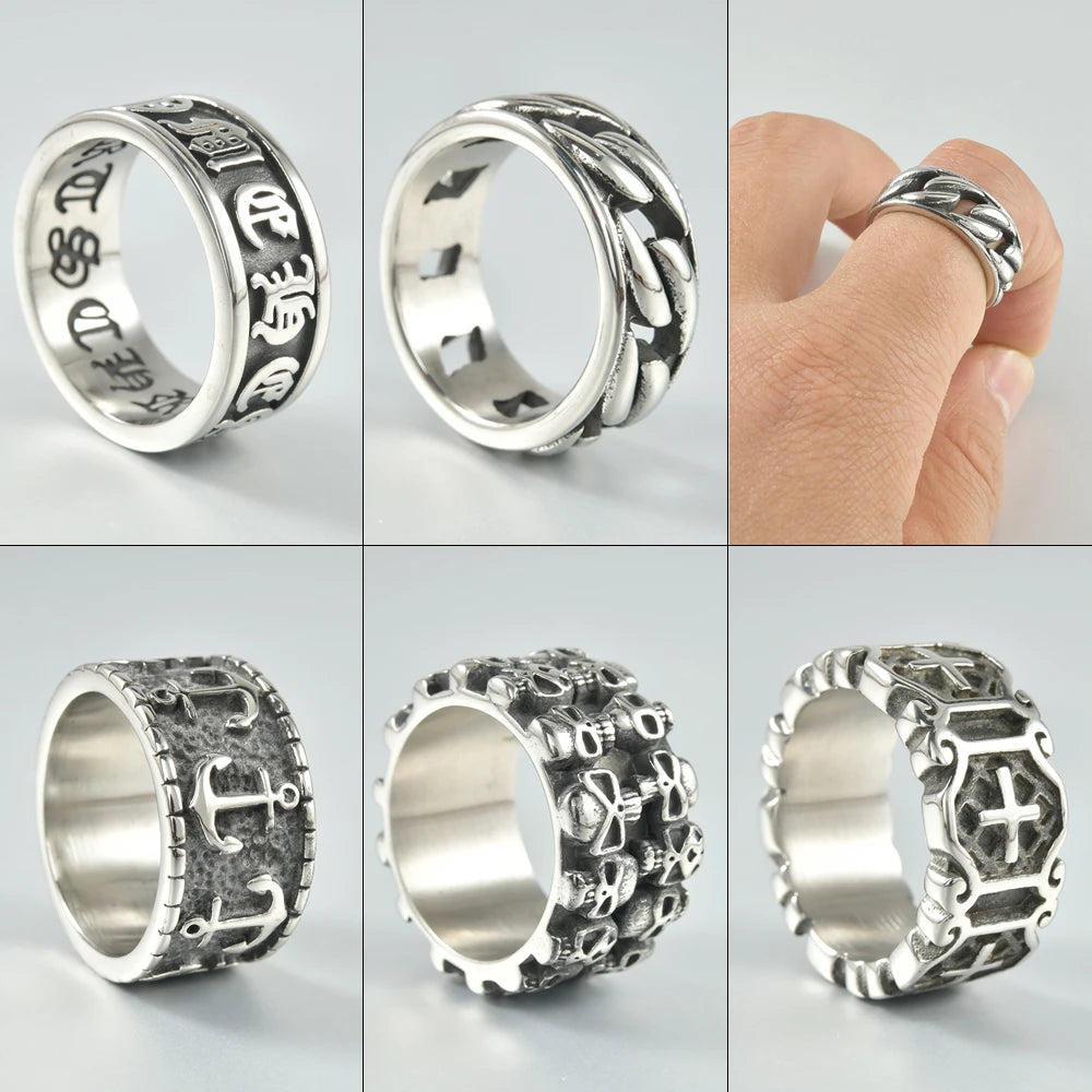 1PC Steel Metal Glossy Rings for Men Geometric Width Signet Square Finger Punk Style Ring Jewelry Gifts - Image 1