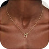 Gold Necklace for Women Bow Necklace Gold Silver Plated Necklace Cute Bow Pendant Choker Chain Necklaces for Women Jewelry Gift - Image 1