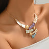 Boho Colorful Enamel Geometric Bib Necklace Hammered Statement Jewelry for Women Beach Vacation Party Daily Wear - Image 2