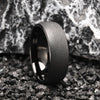Black Tungsten Carbide Men's Ring 8mm Brushed and Polished Men's Wedding Band Stylish and comfortable for daily wear - Image 2