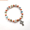Cross Charm Beaded Stretch Bracelet in Multiple Colors - Image 14