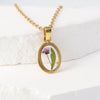 Stainless Steel Dried Flower Pendant Necklace For Women Irregular Round Geometric Clavicle Chain Wedding Jewelry Gift - Image 11