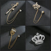Crown Chain Brooch Vintage Tassel Crystal Brooch Temperament Rhinestone Lapel For Women Dress Mens Shirt Suit Set Collar Jewelry - Image 1