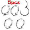 5pc Nose Rings Hoop Hinged Clicker Segment Nose Rings Ear Cartilage Ring Clip Stainless Steel Ear Nose Ring Body Jewelry Gift - Image 7