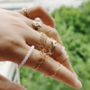 10Pcs Imitation Pearl Leaf Flower Rings Set For Women Rhinestone Butterfly Finger Ring Metal Knuckle Finger Ring Jewelry - Image 2