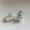 Irregular Wavy Pleated Hoop Earrings in Stainless Steel - Image 9