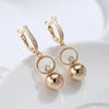 Rose Gold Color Metal Ball Long Drop Earrings For Women Zircon Setting Wedding Party Jewelry - Image 3