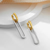 Gold Silver Color Double Loop Design Square Long Hoop Earrings Removable Punk Hip Hop Round Huggie Jewelry for Women - Image 5