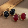 Oval Metal Post Earrings Classic Resin Styles For Women Vintage Jewelry Daily Wear Accessories Timeless Gifts - Image 5