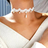 Vintage Black Lace Heart-Shape Artificial Pearl Pendant Necklace Female Women Sexy Simple Choker Ladies Party Jewelry - Image 3