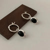 Black Ball Stud Earrings with Gold-Tone or Silver-Tone Settings - Image 1