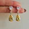Simple and Elegant Square Cubic Zirconia Earrings Bling Yellow CZ Dangle Women Wedding Engagement Jewelry - Image 30