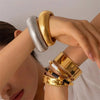 Stainless Steel Texture Flex Snake Chain Cuff Bracelet Retro Elasticity Thick Metal Polish Gold Plated Bangle - Image 1
