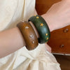 1/3 pcs Round Star Rivet Wood Bangles for Women Retro Ethnic Chunky Wristbands Punk Hip Pop Geometric Hand Jewelry F - Image 5