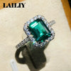 Silver Adjustable Ring Diamonds Emeralds Ring For Women - Image 3