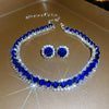 Fyuan Crystal Necklace Earrings Green Rose Pink Blue Necklace for Women Weddings Party Jewelry Sets Accessories - Image 1