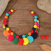 Africa Nigeria Jewelry Set Boho Double-layer Colored Geometric Round Wooden Beads Necklace Earrings For Women - Image 3