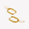 Jewelry Stainless Steel Gold Plated U Shape Freshwater Pearl Charm Hoop Ring Earring For Woman - Image 2