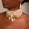Statement Vintage Pearls Chocker Necklace&Earrings for Women Wedding Party Jewelry - Image 1