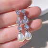 Marquise Cut Cubic Zircon Dangle Earrings for Women Imitation Pearl Leaf Wedding Jewelry - Image 5