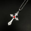 Large Detailed Cross Drill Pendant Jewel Necklace Silver Color Tone Gothic Punk Jewellery Charm Statement Women Gift(Red - Image 4