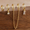 4PCS Stainless Steel Long Chain Pendant Earrings Set for Woman Little Huggies Hoop Earrings Cartilage Piercing Jewelry - Image 3