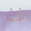 Hollow Moon Earring For Women Cute Gold-plated Pink Water Drop Zircon Heart Stud Earrings Aesthetic Jewelry Gift - Image 8
