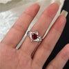 Goth Punk Retro Red Crystal Love Heart Cross Geometry Irregular Open Ring Set Y2K Halloween Accessories For Women Kpop Jewelry - Image 17