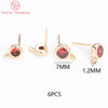(2607) 4MM 6MM 7MM 8MM Gold Color Brass with Zircon Hooks Hole Round Stud Earrings Pins Jewellery Accessories Wholesales - Image 32