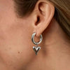 Punk Peach Heart Pendant Earrings for Women Silver Color Simple Geometric Circular Ear Buckle Jewelry Gift - Image 3