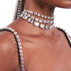 Large Rhinestone Necklace Statement Jewelry for Women Christmas Party Gifts Multi Row Crystal Collar Choker Necklace