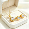 Simple 304 Stainless Steel Round Inlaid Crystal Color Birthstone Lucky Stone Pendant Necklace Earrings Set For Woman - Image 4