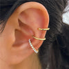 Geometric Double Layer Ear Cuff with Cubic Zirconia No Piercing Needed - Image 13