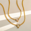 316L Stainless Steel Snake-Chain Necklace with Small Stone Pendant - Image 18