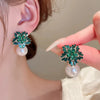 Light Imitation Pearl Earrings Women Zircon Crystal Earrings Snowflake Stud Earrings Jewelry For Party Wedding K - Image 5