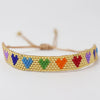 Adjustable Multicolor Heart Bead Bracelet with Woven Pattern - Image 40