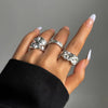 4Pcs/Set Silver Color Irregular Geometric Open Rings For Women Men Punk Metal Adjustable Knuckle Joint Ring Jewelry - Image 8